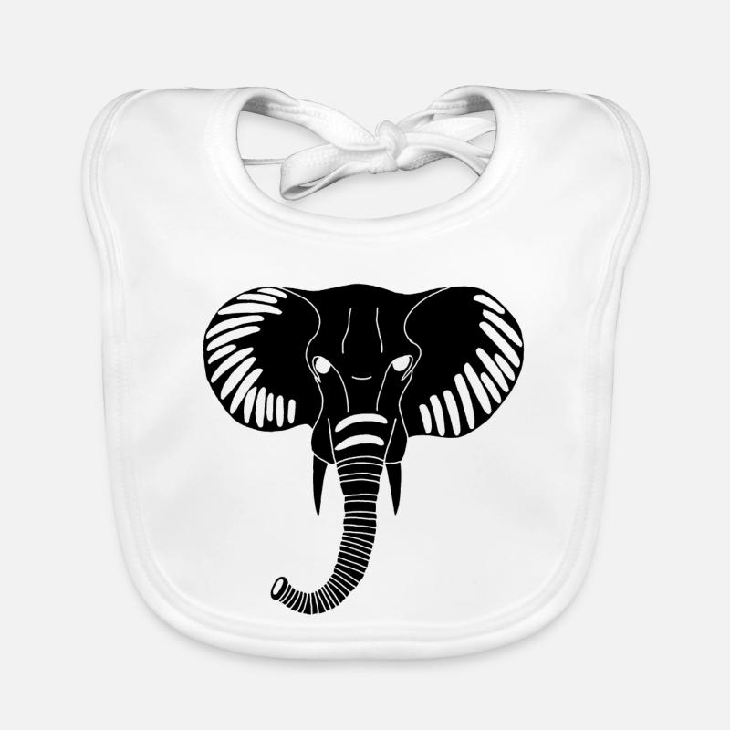 Schwarzer Elefantenkopf Baby Bio-Lätzchen