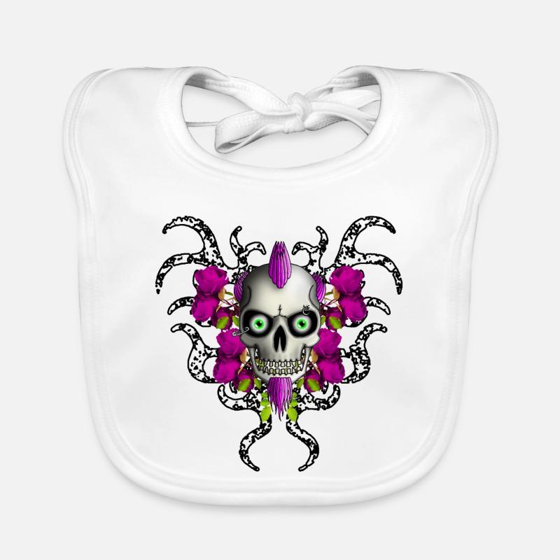Gothic Punk Skull Roses R6Z Baby Bio-Lätzchen
