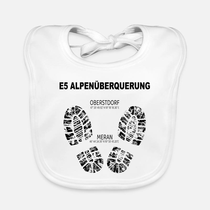 E5 Alpenüberquerung - Baby Bio-Lätzchen - Weiß