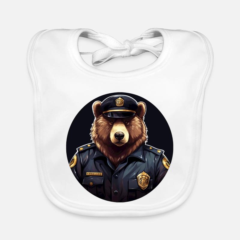 Bear Policewoman Organic Baby Bibs