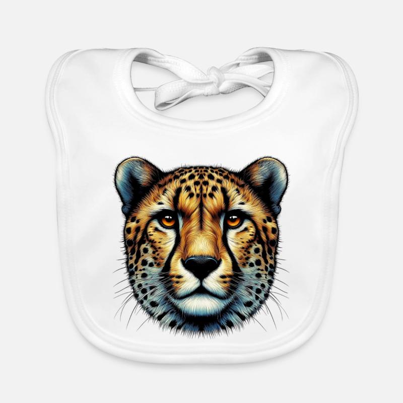 Guépard - Bavoir bio Bébé - blanc