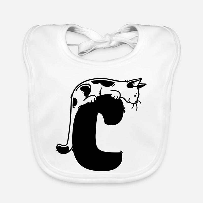 Cat Letter C Organic Baby Bibs