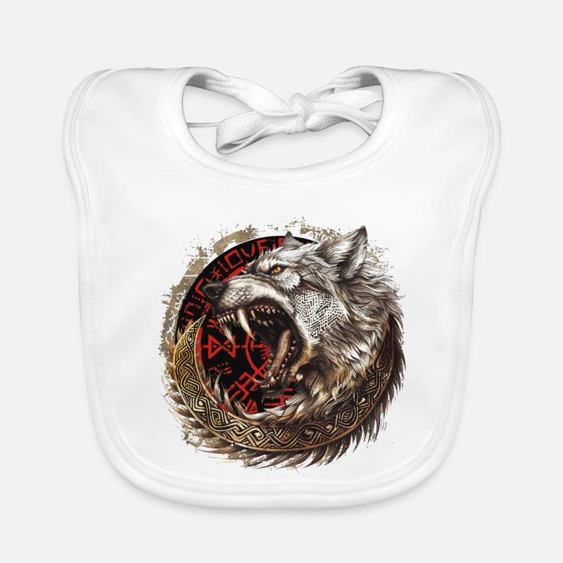 Viking Wolf Wolves Geri & Freki Valhalla d’Odin Bavoir bio Bébé