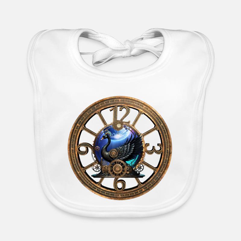 Schwarzer Steampunk-Schwan Baby Bio-Lätzchen