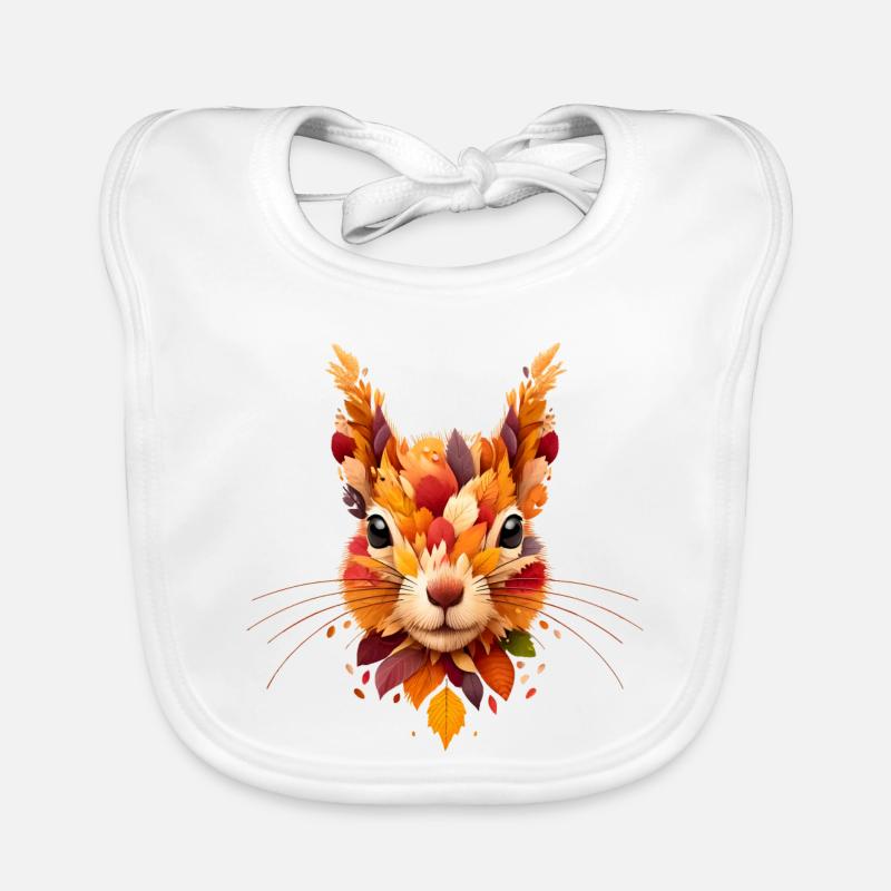 Squirrel, designed from different leaves Organic Baby Bibs