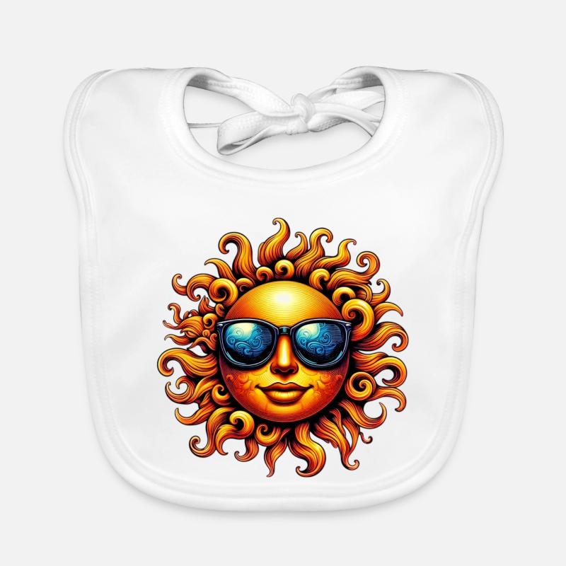 Soleil avec lunettes de soleil - Bavoir bio Bébé - blanc