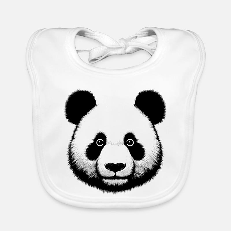 Panda - Organic Baby Bibs - white