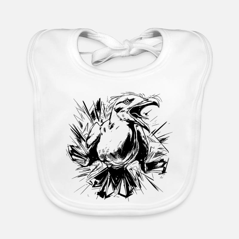 Sketched Seagull Organic Baby Bibs