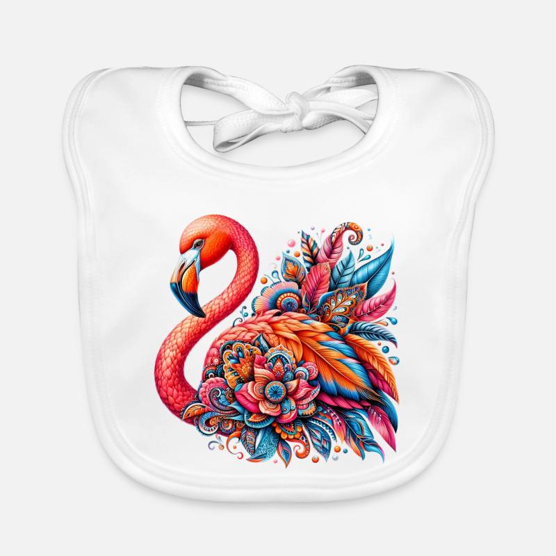 Flamingo - Baby Bio-Lätzchen - Weiß