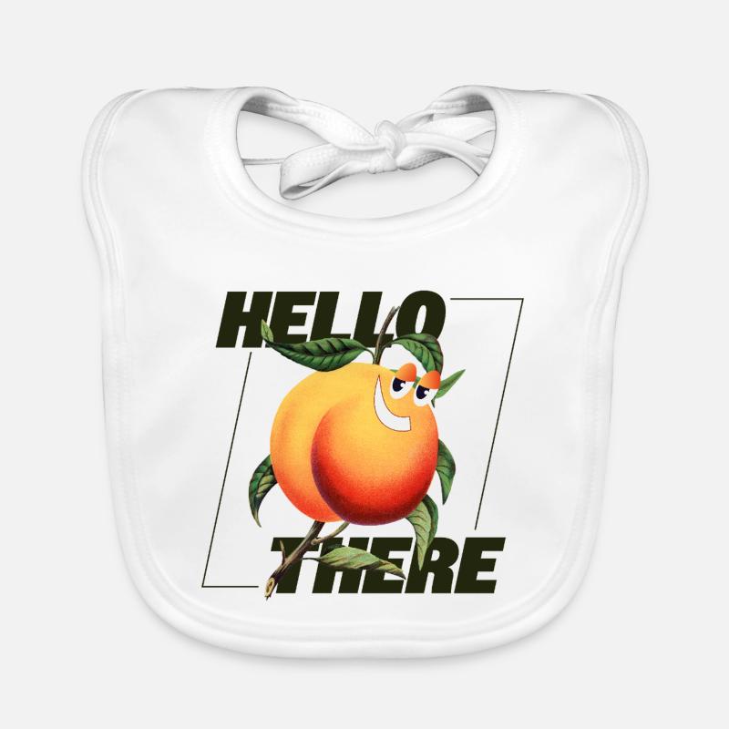 Peach Retro – Hello There Statement Organic Baby Bibs