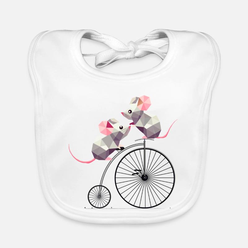 cute polygon mice on a nostalgic penny farthing Organic Baby Bibs