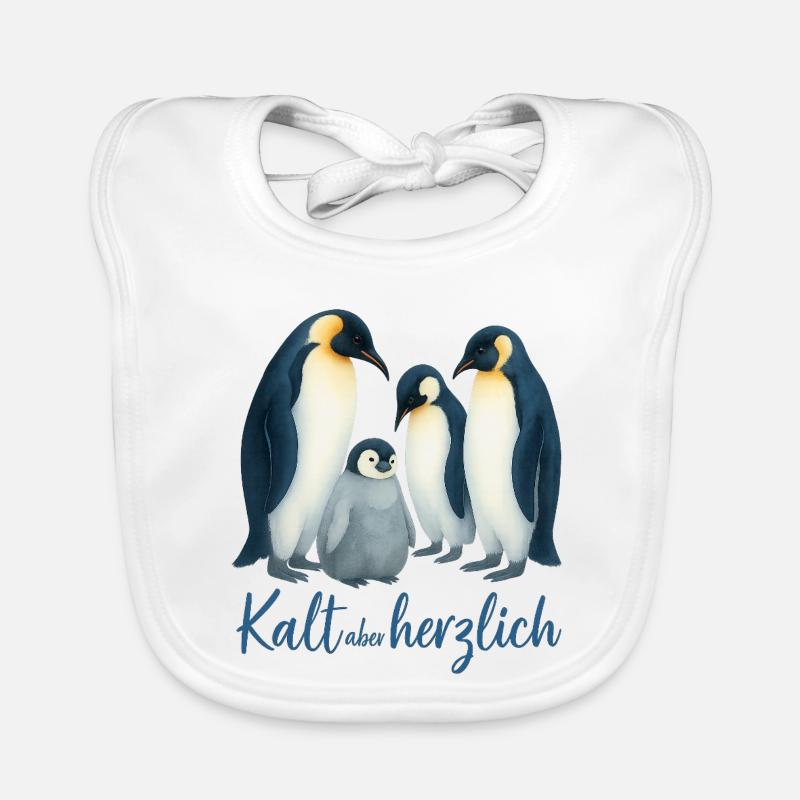 Blue Winter Penguins Organic Baby Bibs