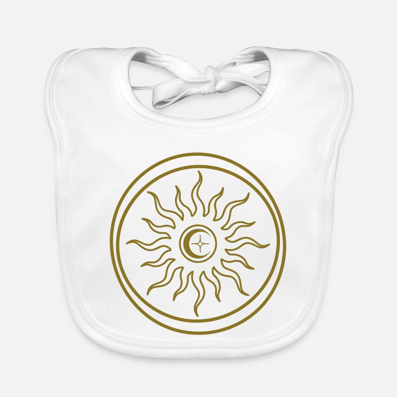 Céleste Mystique Soleil et Lune 3 - Bavoir bio Bébé - blanc