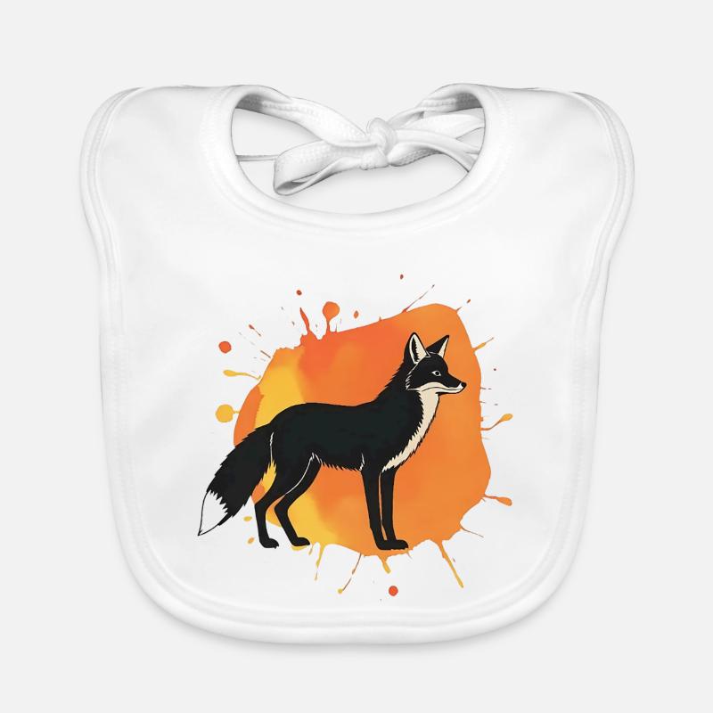 Falk-Hund Silhouette mit Orangenem Hintergrund Baby Bio-Lätzchen