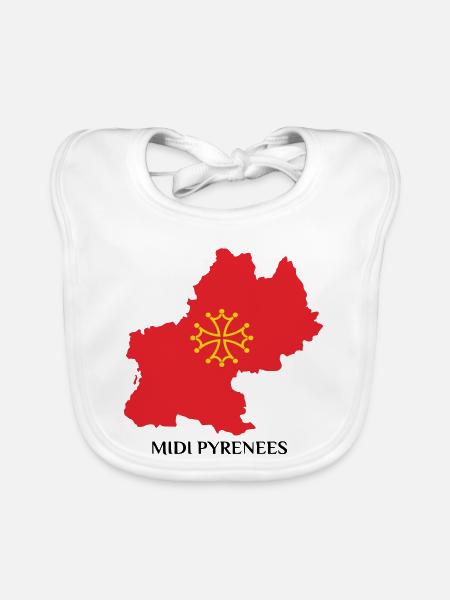 Karte der Midi-Pyrénées - Baby Bio-Lätzchen - Weiß - Vorne