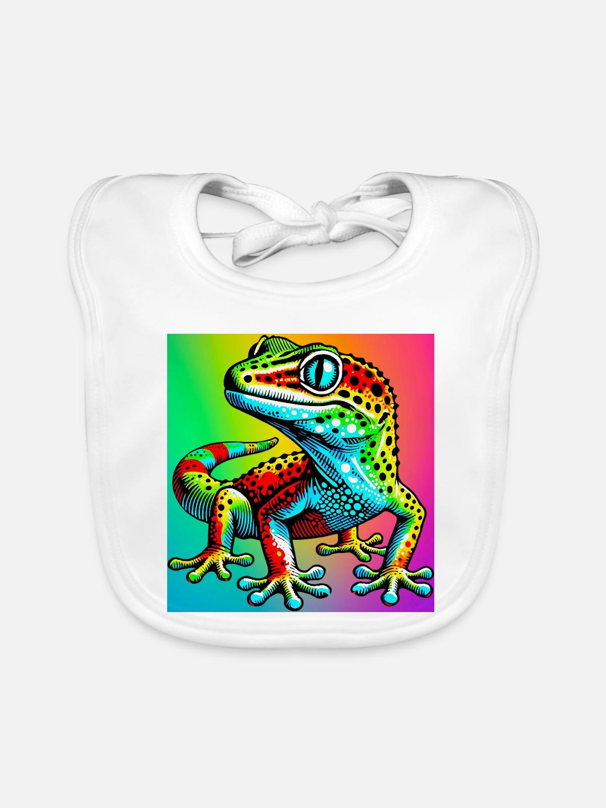 Gecko - Baby Bio-Lätzchen - Weiß - Vorne