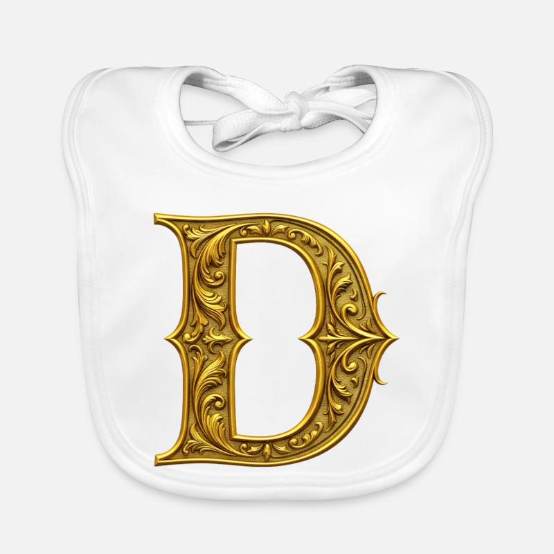 Initiale D Dorée Ornementale Bavoir bio Bébé