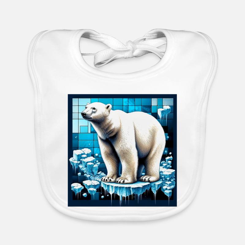 ours blanc - Bavoir bio Bébé - blanc