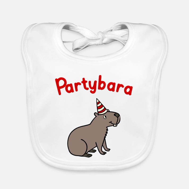 Partybara – the cheerful capybara with a party hat Organic Baby Bibs