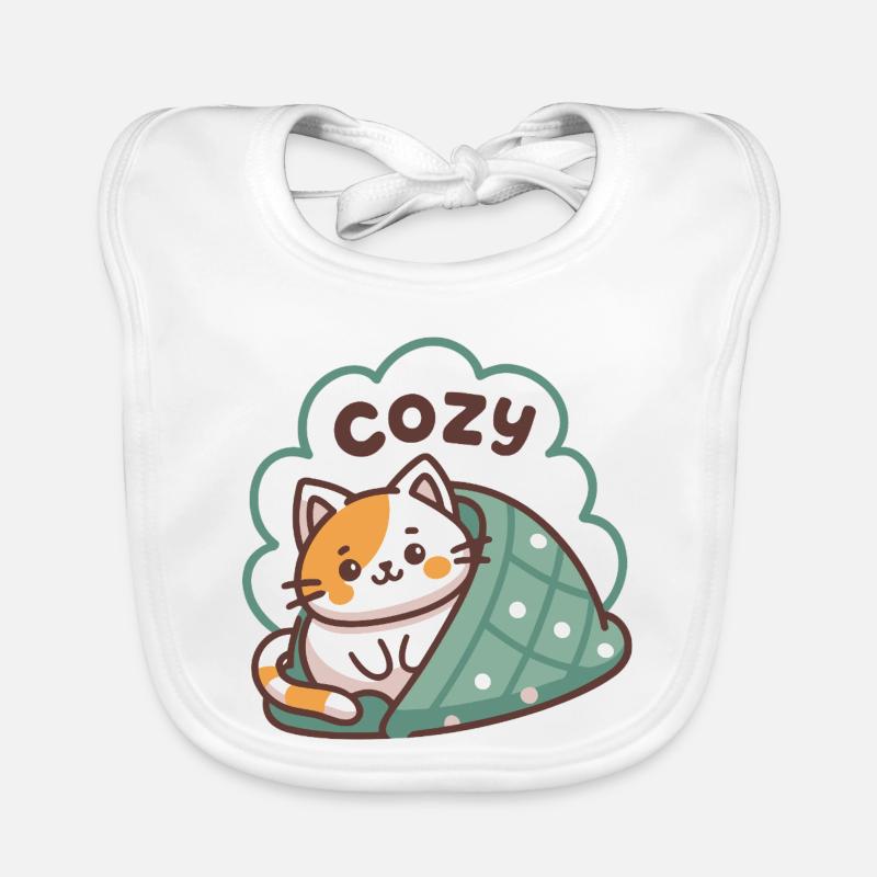 Chat Cozy sous Couette Bavoir bio Bébé