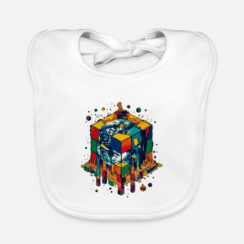 Terre dans le Cube de Blocs de Couleur Bavoir bio Bébé