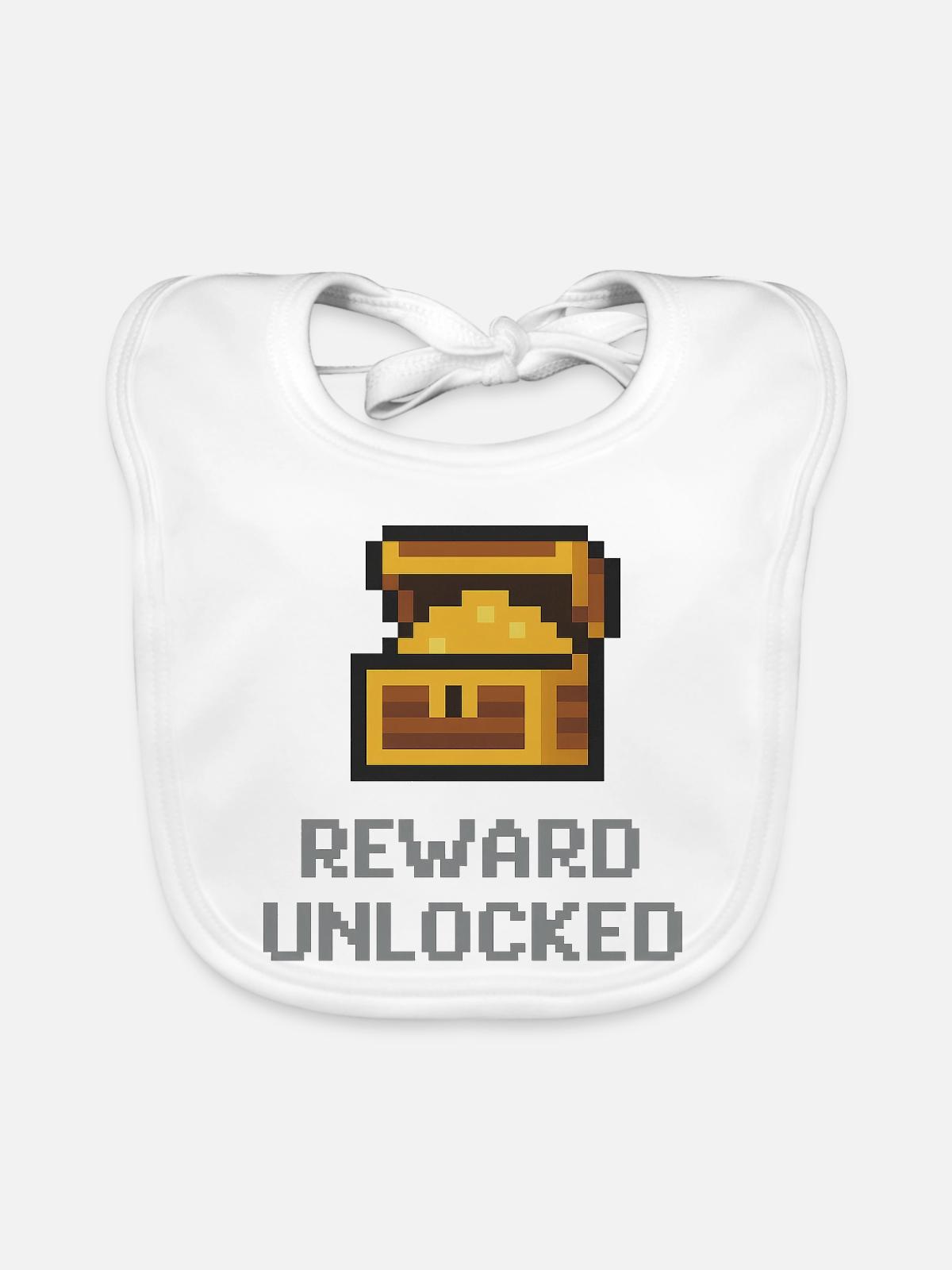 Pixel Chest Belohnung freigeschaltet - Baby Bio-Lätzchen - Weiß - Vorne