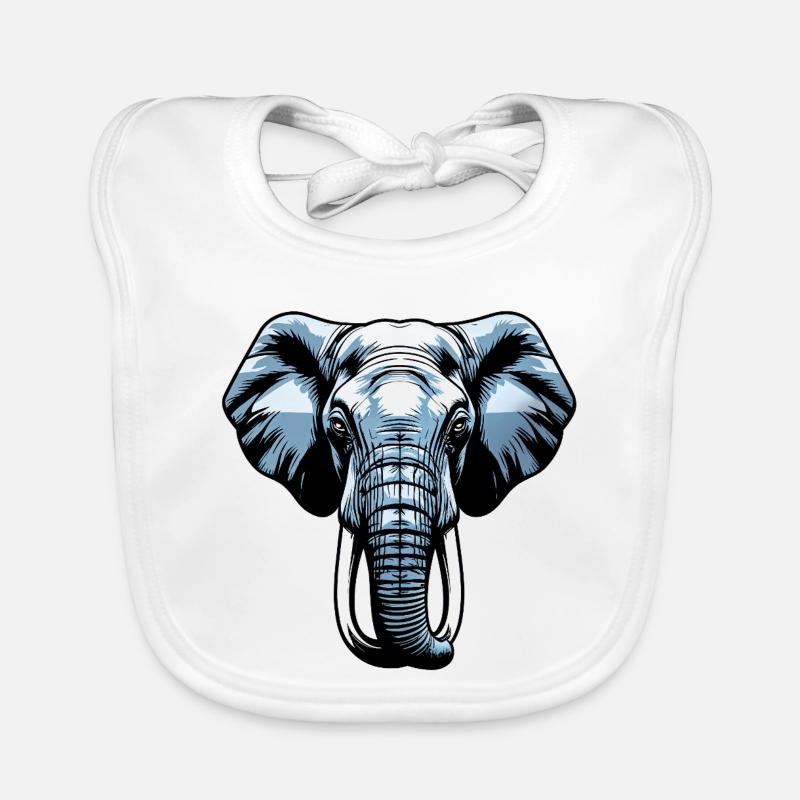 Blue Elephant Head Vector Organic Baby Bibs