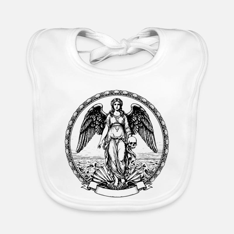 illustration d’un ange ailé avec un crâne Bavoir bio Bébé