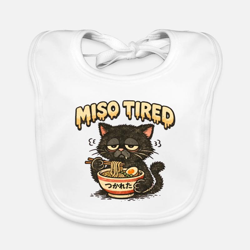 Miso Tired – Tired Cat Eats Ramen Organic Baby Bibs