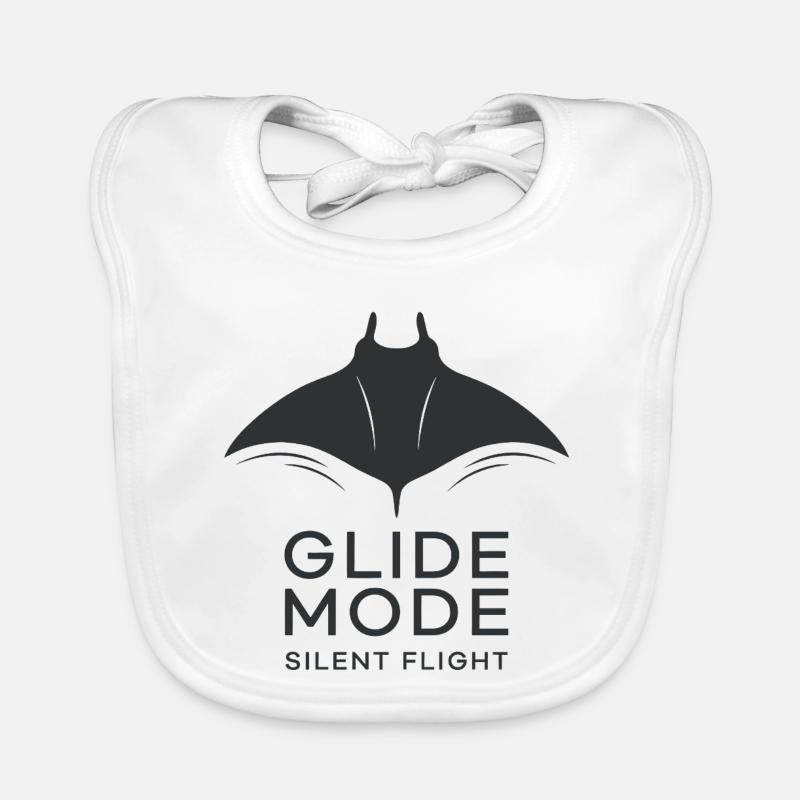 GLIDE MODE – silhouette minimaliste de raie manta - Bavoir bio Bébé - blanc