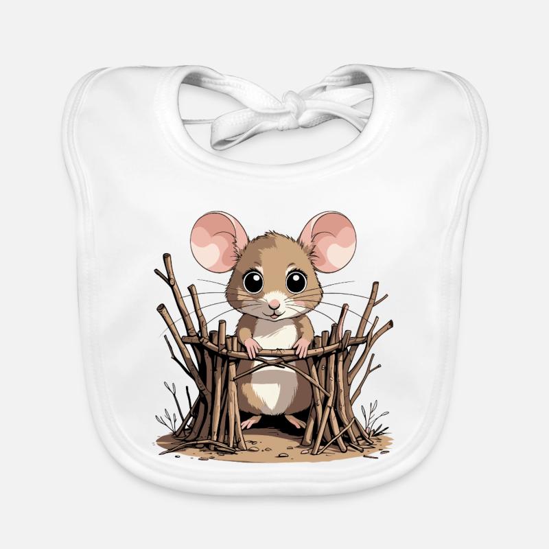 Wood mouse in a network of branches Organic Baby Bibs