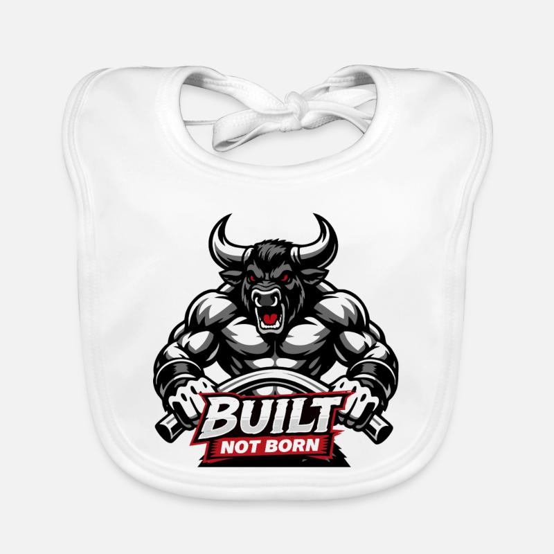 Bodybuilder /  Minotaurus / Built not born         Baby Bio-Lätzchen