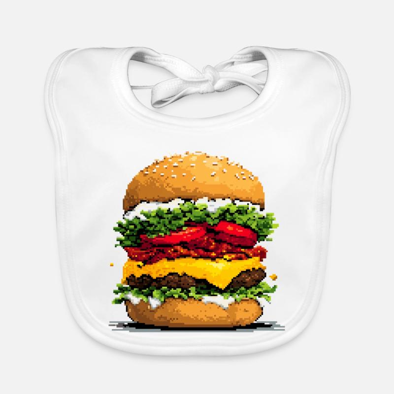 Pixel hamburger Pixel Art rétro Bavoir bio Bébé