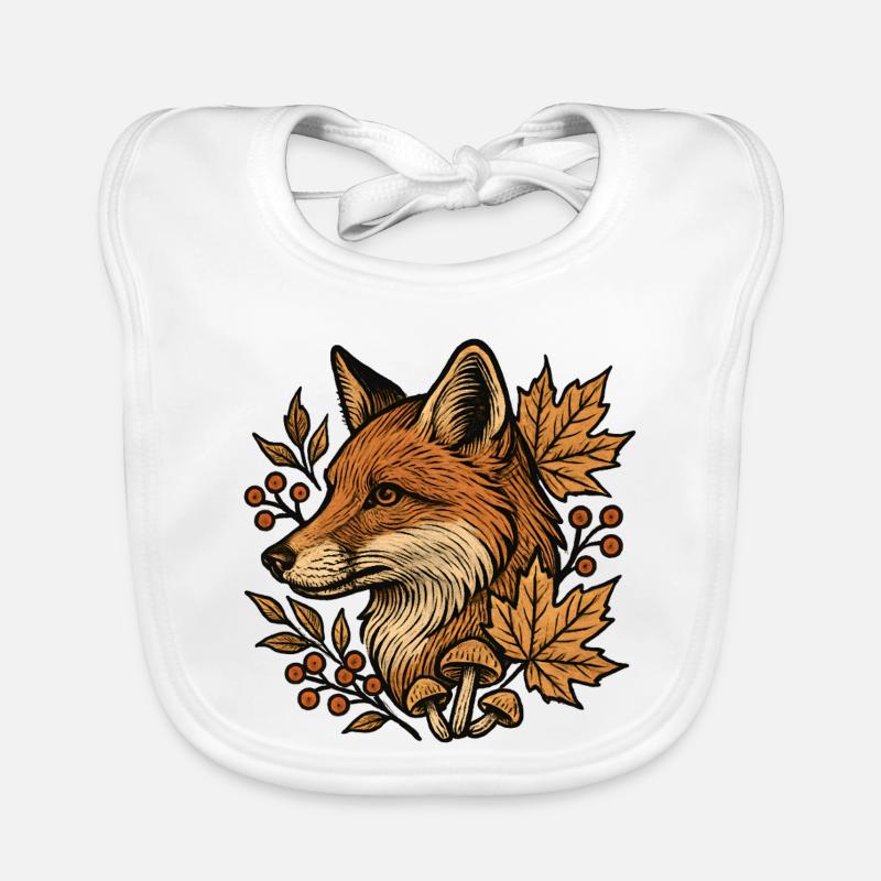 Autumn fox in the leaf circle Organic Baby Bibs