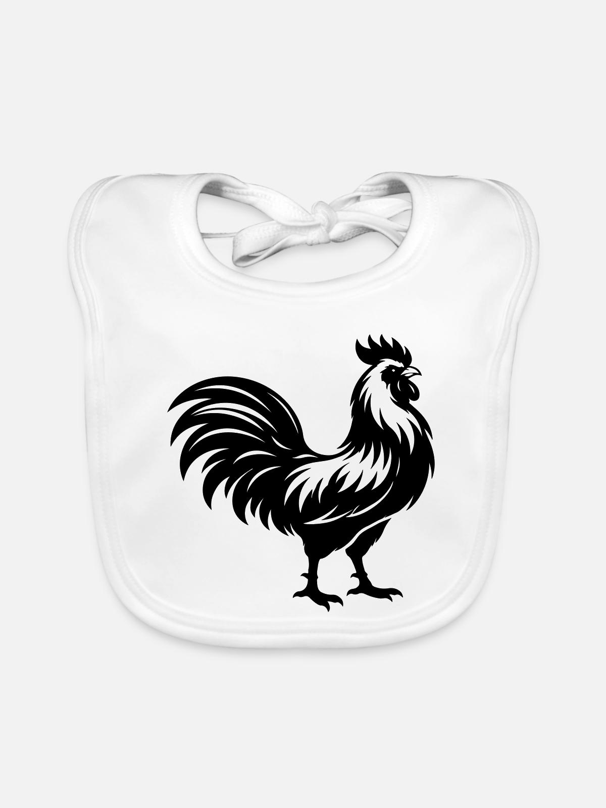 Hahn Silhouette - Baby Bio-Lätzchen - Weiß - Vorne