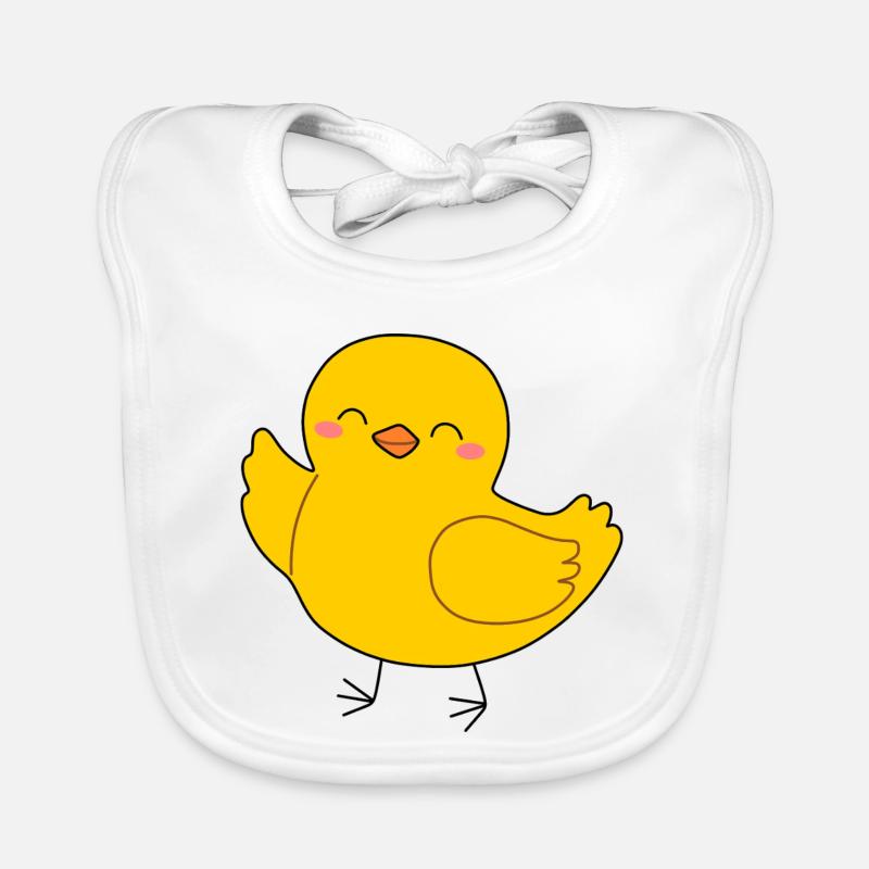Dessin animé de la Poussin Jaune Joyeuse Bavoir bio Bébé