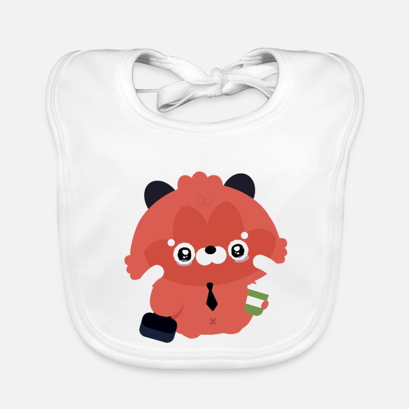 Kawaii Red Panda Office Coffee Organic Baby Bibs