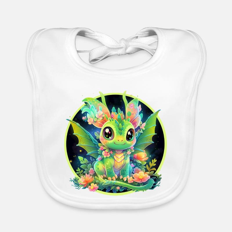 Dragon Vert du Cercle de Fleurs Bavoir bio Bébé