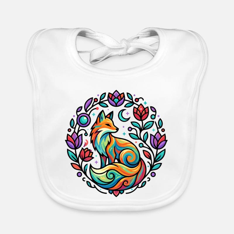 Stylish Fox Moon Roses Vines Stars Mandala Organic Baby Bibs