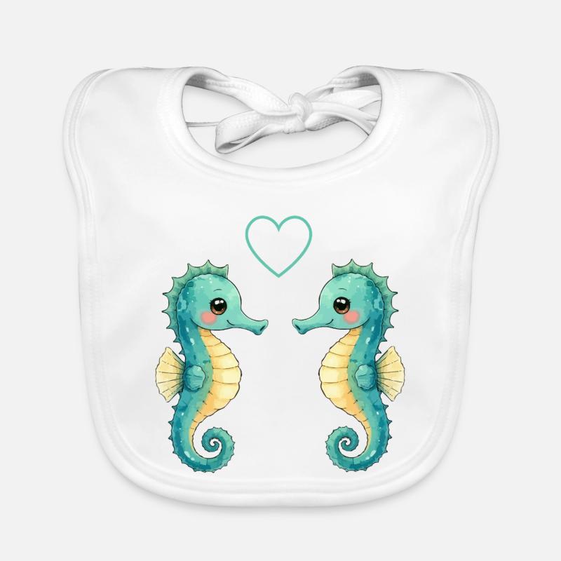 Zwei Seepferdchen Paar Baby Bio-Lätzchen