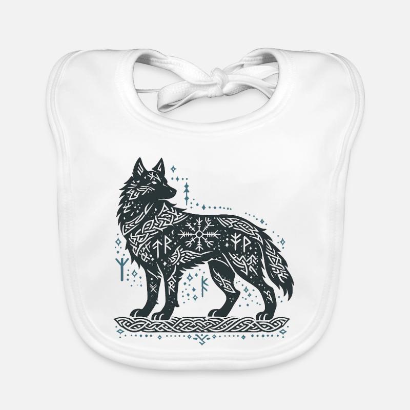 Nordic wolf with knot pattern Organic Baby Bibs