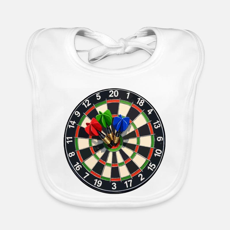 Dartboard Bullseye Three Darts Organic Baby Bibs