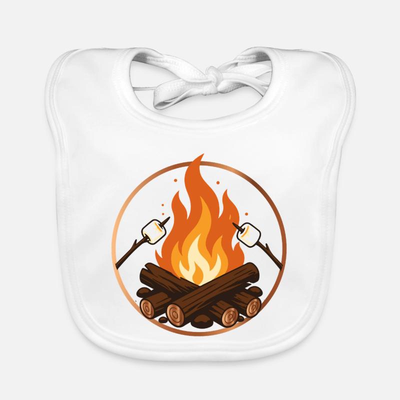Campfire with Marshmallows Camping Motif Organic Baby Bibs