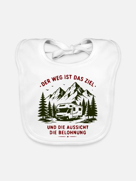 Der Weg ist Ziel – Aussicht Belohnung - Baby Bio-Lätzchen - Weiß - Vorne