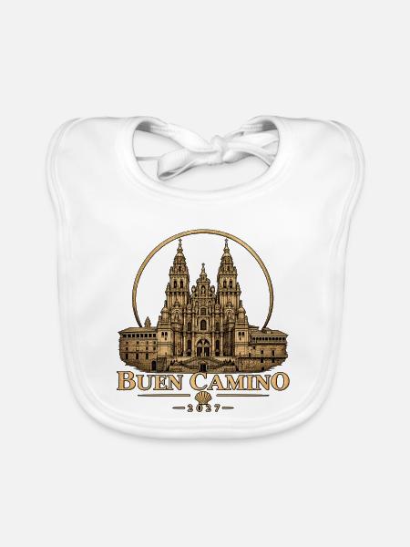 Buen Camino 2027 Kathedrale Santiago - Baby Bio-Lätzchen - Weiß