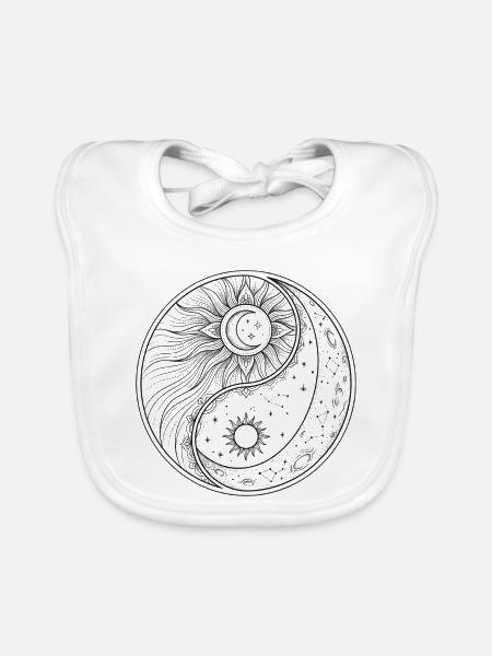 Celestial Yin Yang Sonne Mond Sternbilder - Baby Bio-Lätzchen - Weiß - Vorne