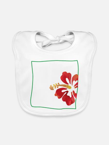 Hibiskus minimalistisch - Baby Bio-Lätzchen - Weiß - Vorne