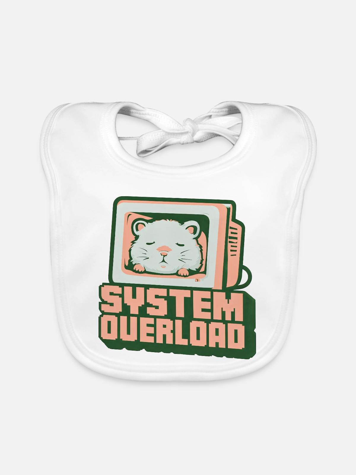 Retro Computer-Kätzchen: System Overload - Baby Bio-Lätzchen - Weiß - Vorne