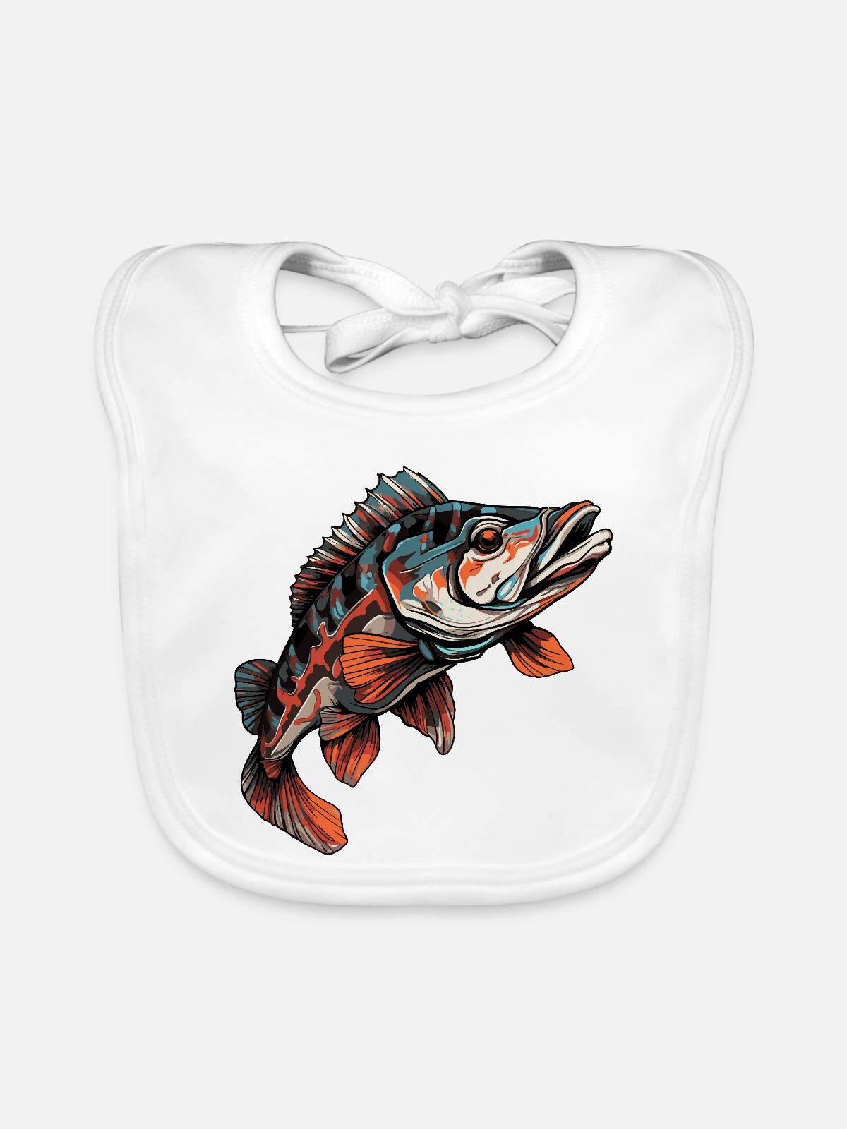 Fisch Barsch Bunt Illustration - Baby Bio-Lätzchen - Weiß - Vorne