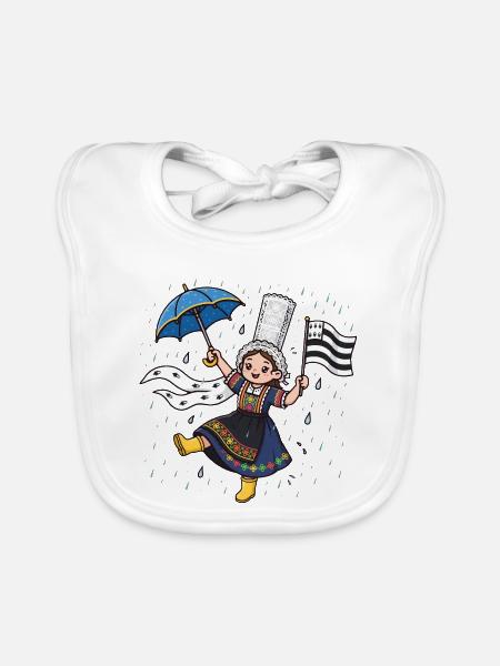 Bigouden Breton Bretagne - Baby Bio-Lätzchen - Weiß - Vorne